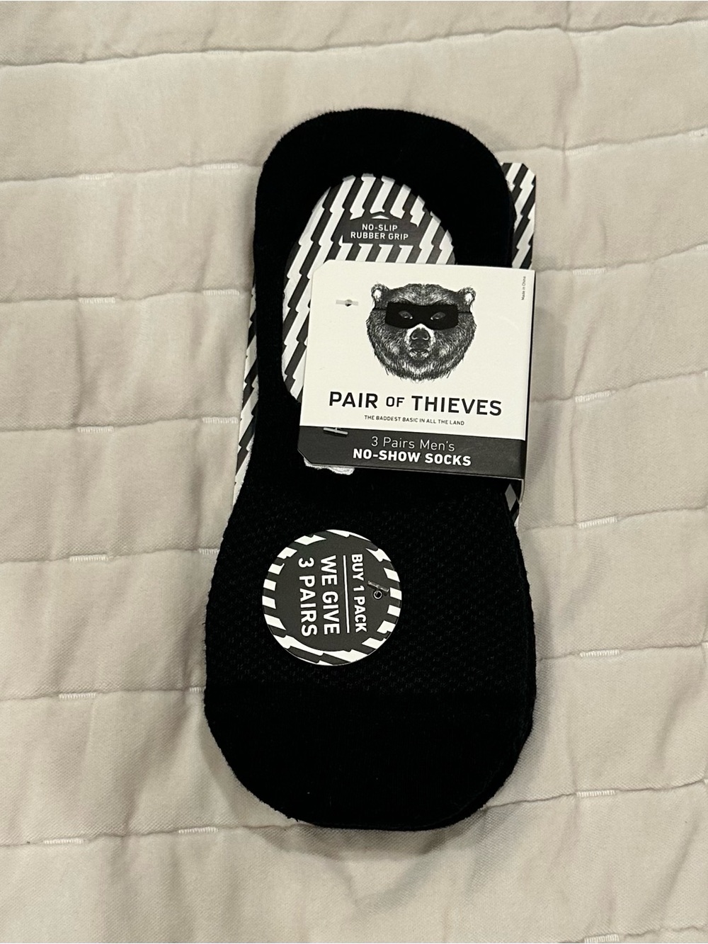 Men's No-Show Socks - Black (3-Pack)
